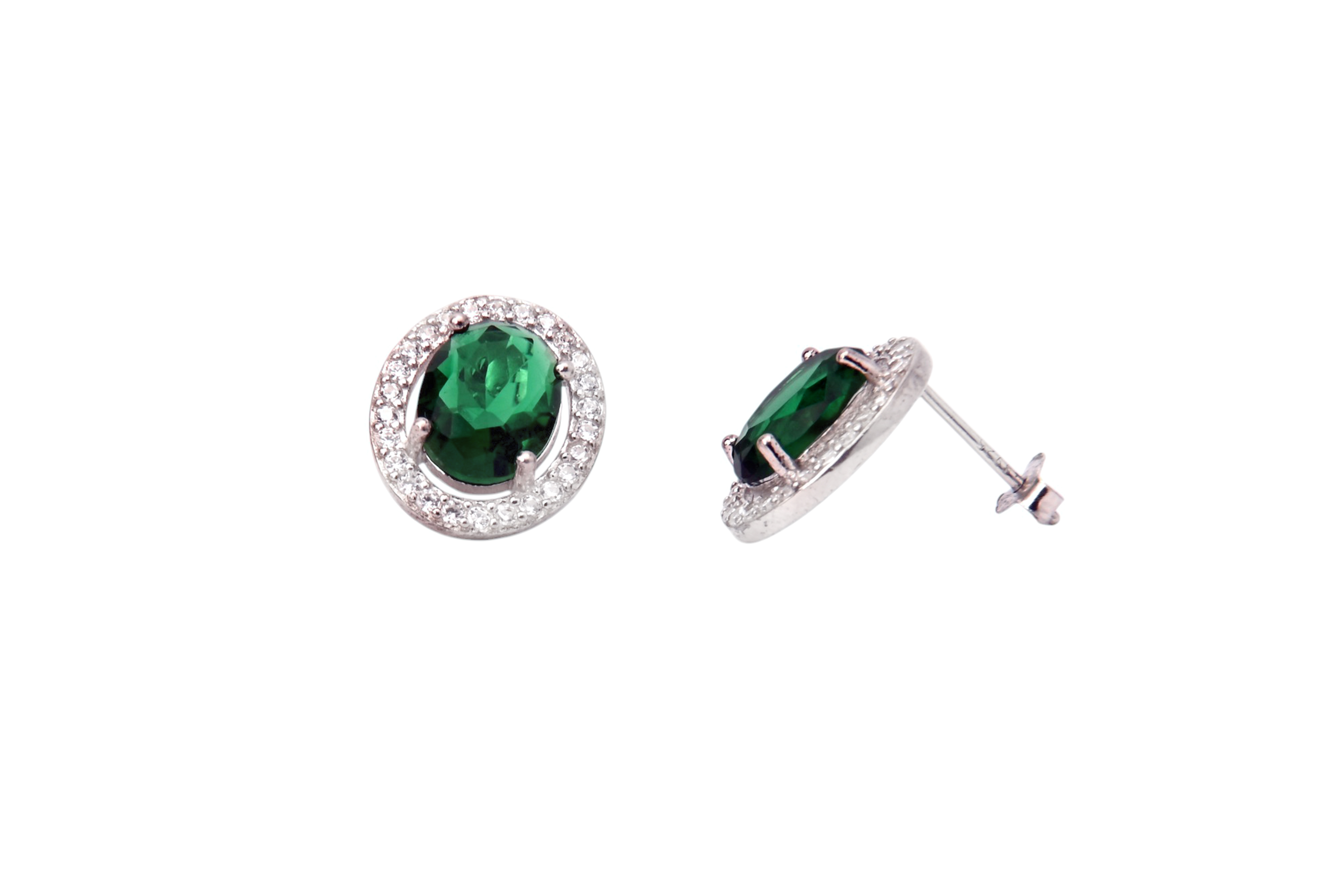 Elegant Green Gemstone Stud Earrings