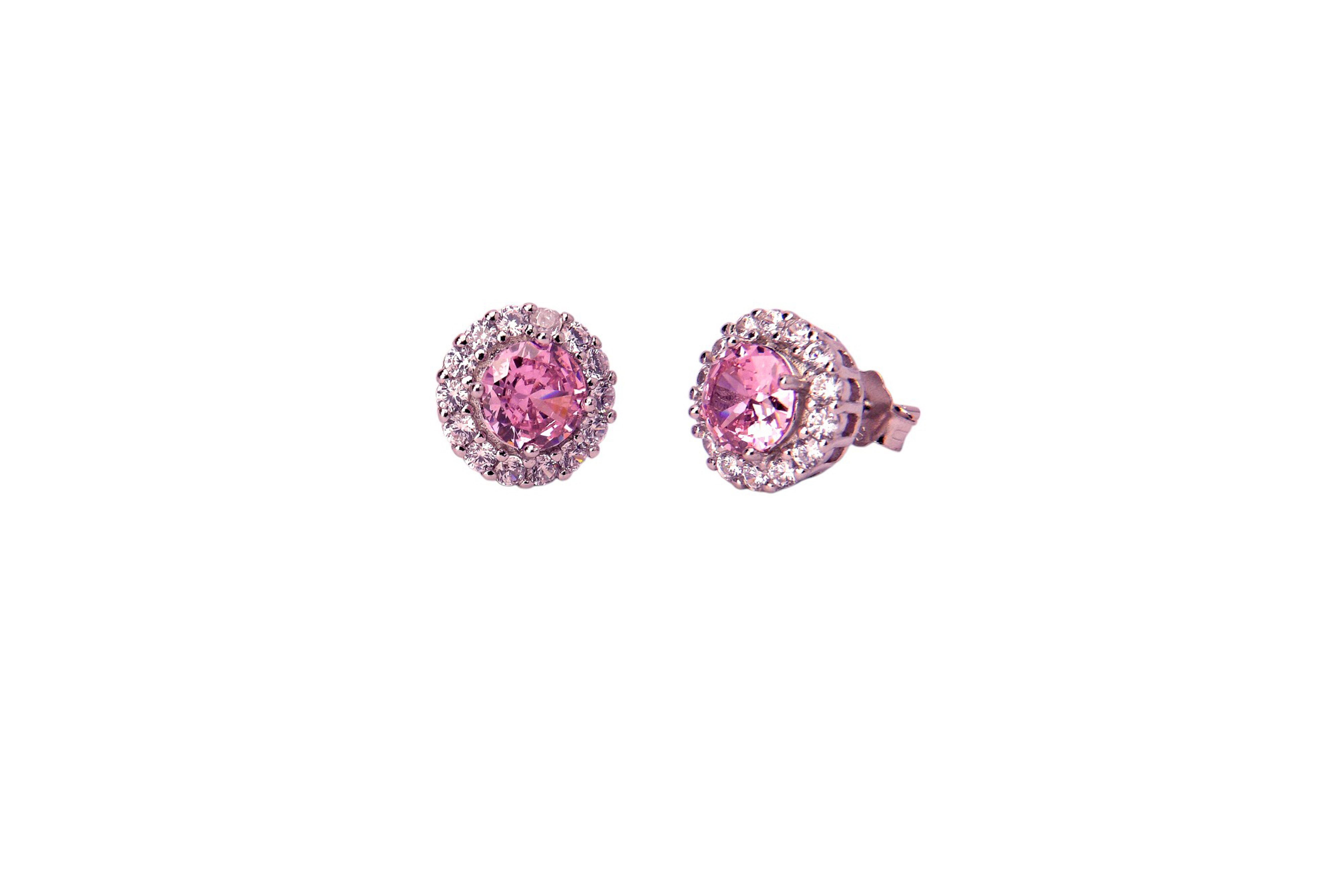 Pink Stone Stud Earrings