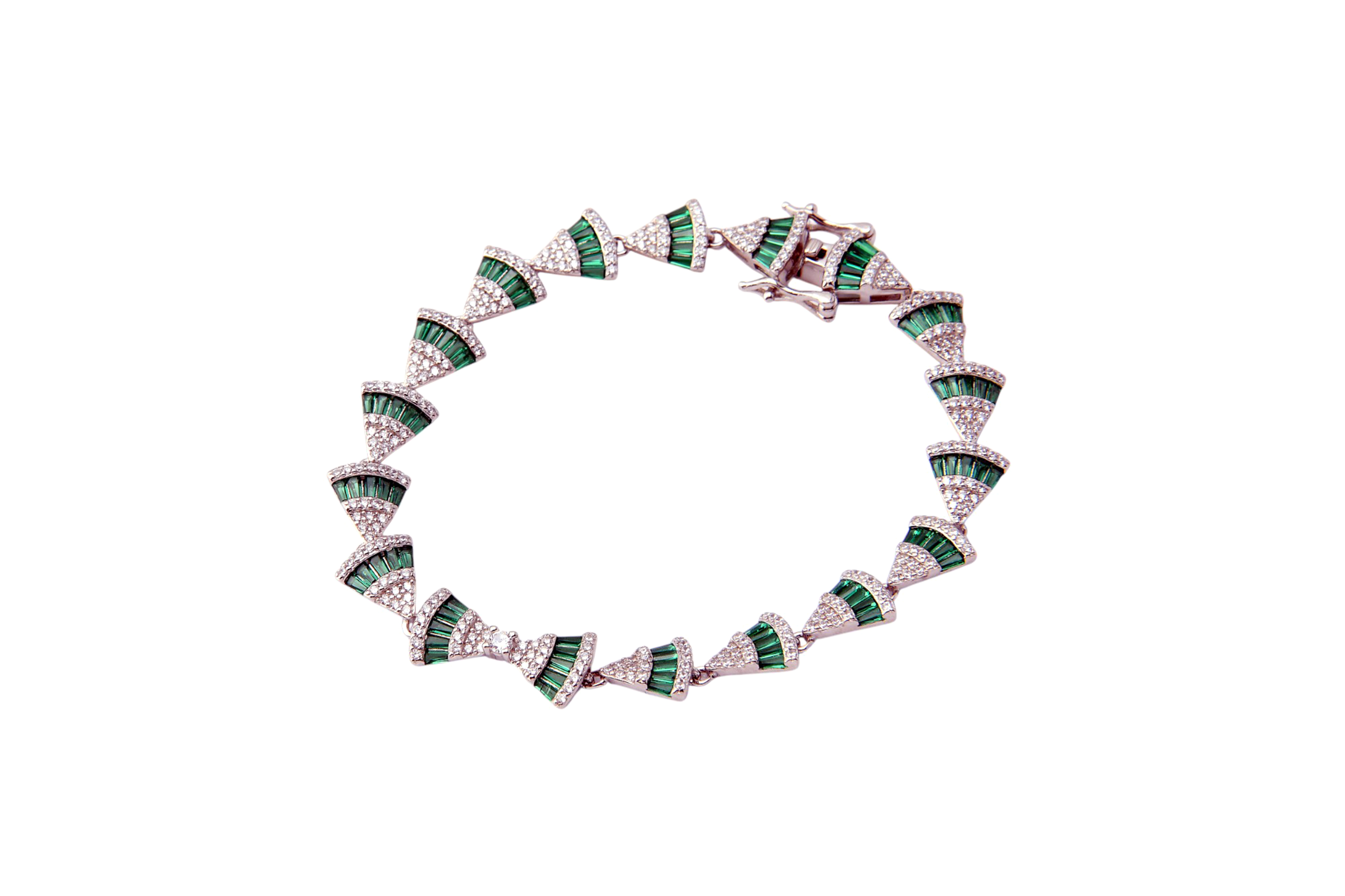 Elegant Green & White Stone Bracelet