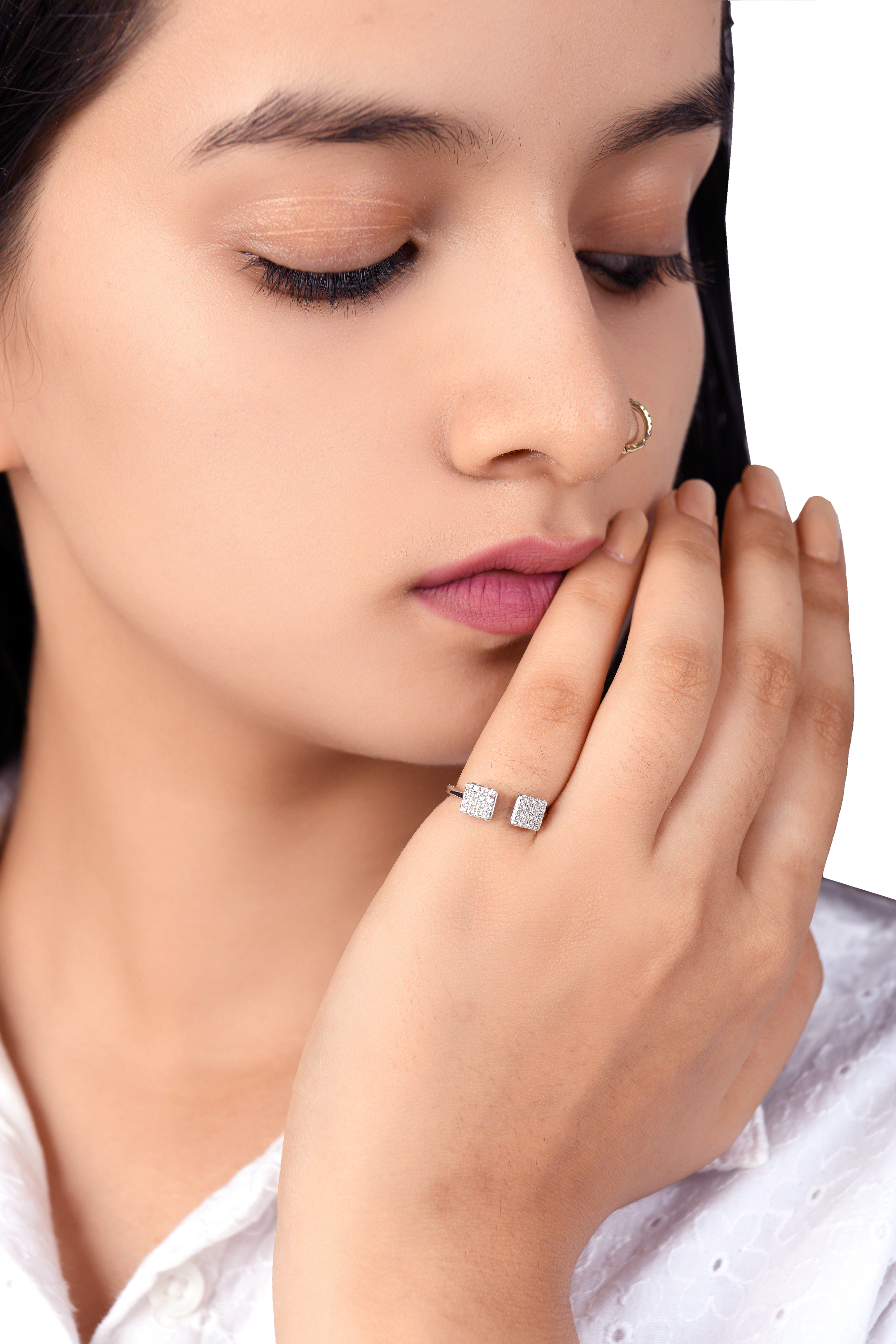 Elegant Adjustable Square Stone Ring